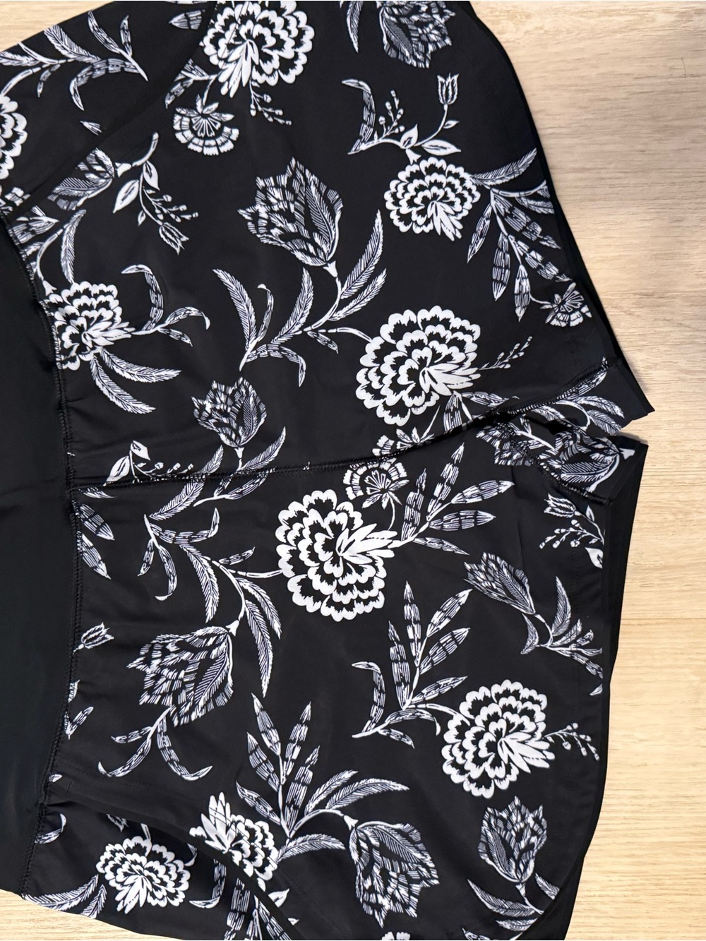 Lands End Black Floral Swim Shorts